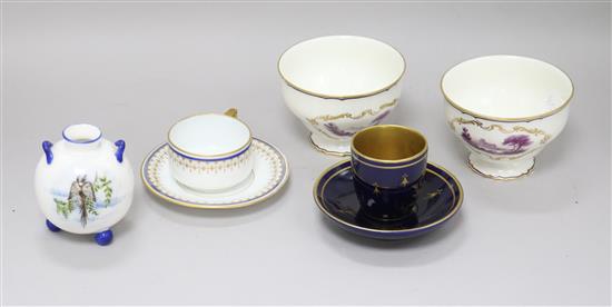 Three items of Worcester and other ceramics